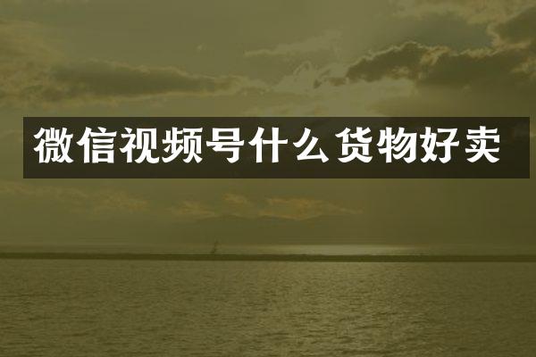 微信视频号什么货物好卖