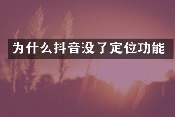 为什么抖音没了定位功能