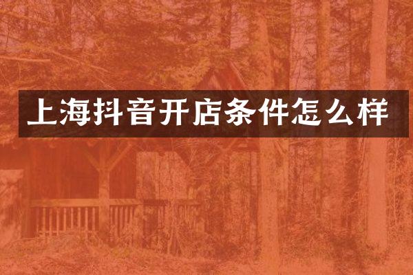 上海抖音开店条件怎么样