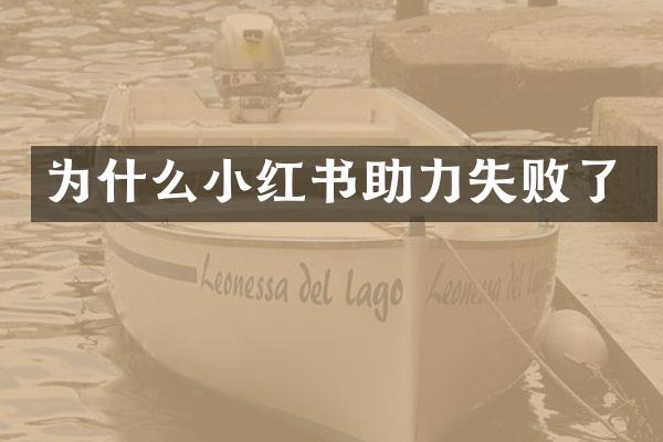 为什么小红书助力失败了