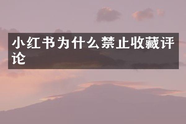 小红书为什么禁止收藏评论
