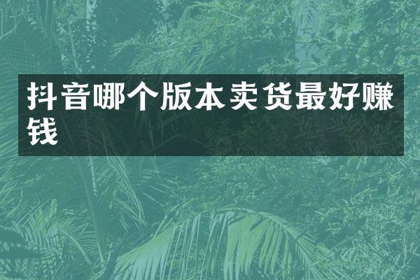 抖音哪个版本卖货最好赚钱