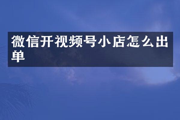 微信开视频号小店怎么出单
