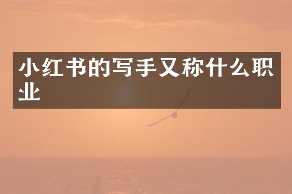 小红书的写手又称什么职业