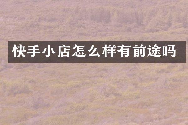 快手小店怎么样有前途吗