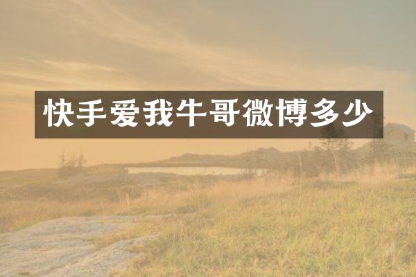 快手爱我牛哥微博多少