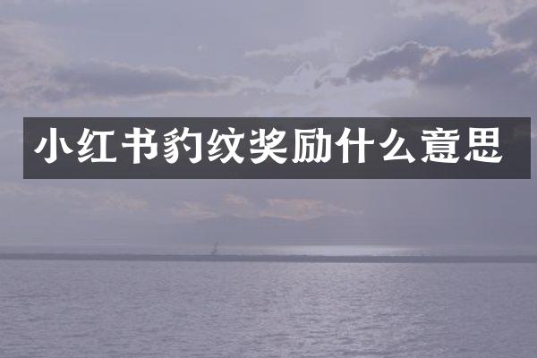 小红书豹纹奖励什么意思