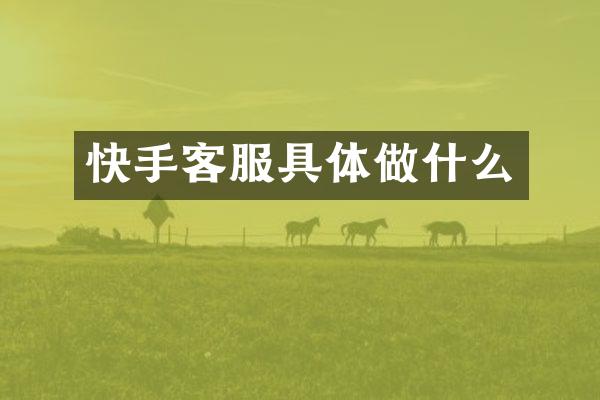 快手客服具体做什么