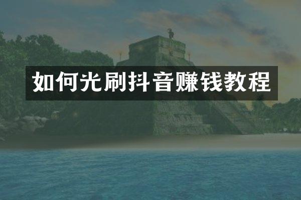如何光刷抖音赚钱教程
