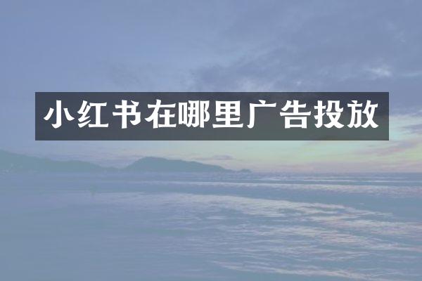 小红书在哪里广告投放