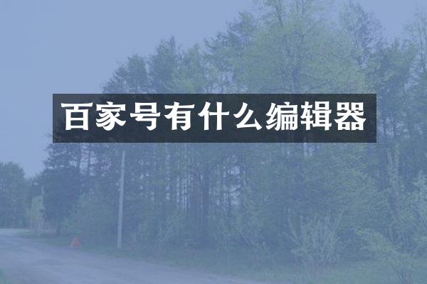 百家号有什么编辑器
