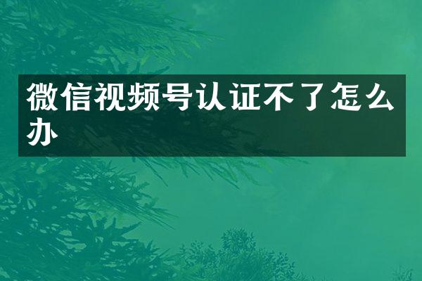 微信视频号认证不了怎么办