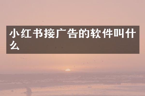 小红书接广告的软件叫什么