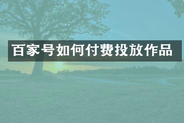 百家号如何付费投放作品