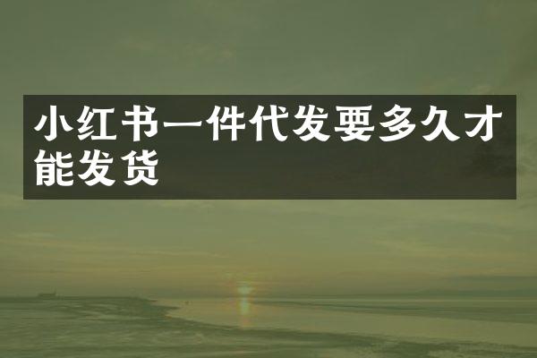 小红书一件代发要多久才能发货