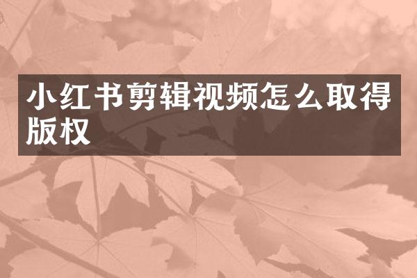 小红书剪辑视频怎么取得版权
