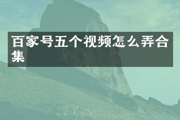 百家号五个视频怎么弄