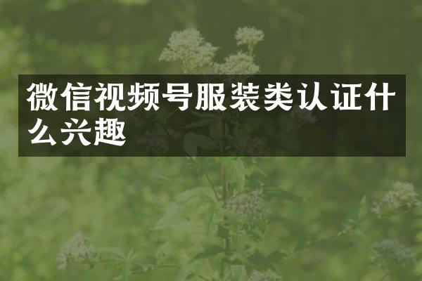 微信视频号服装类认证什么兴趣