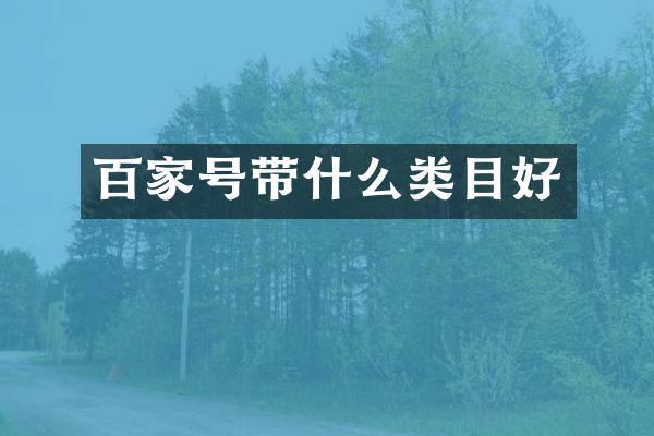 百家号带什么类目好