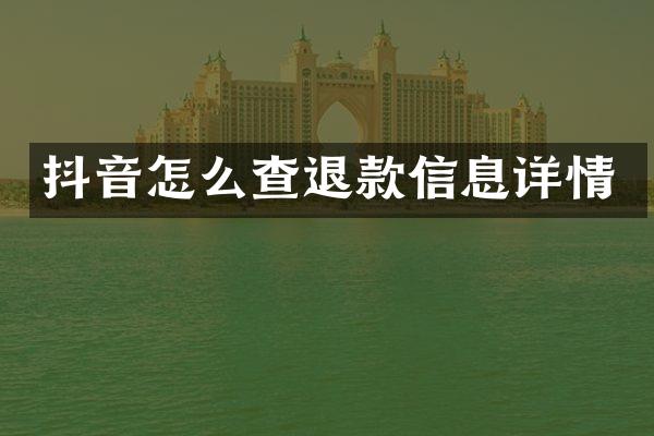 抖音怎么查退款信息详情
