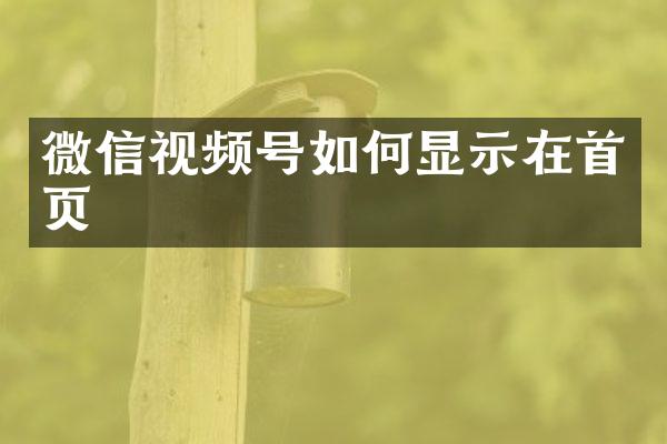 微信视频号如何显示在首页