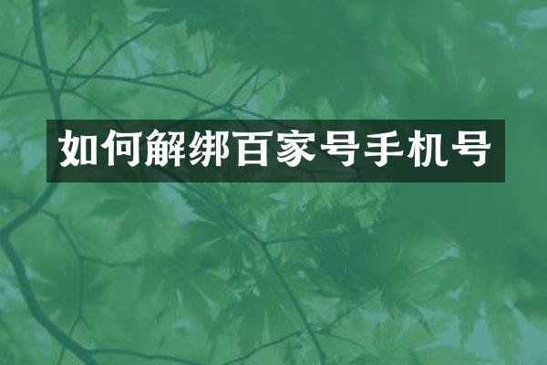 如何解绑百家号手机号