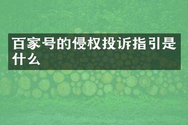 百家号的侵权投诉指引是什么