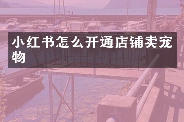 小红书怎么开通店铺卖宠物