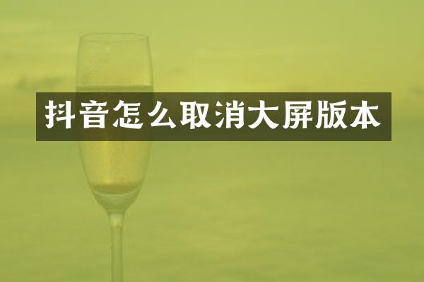 抖音怎么取消大屏版本