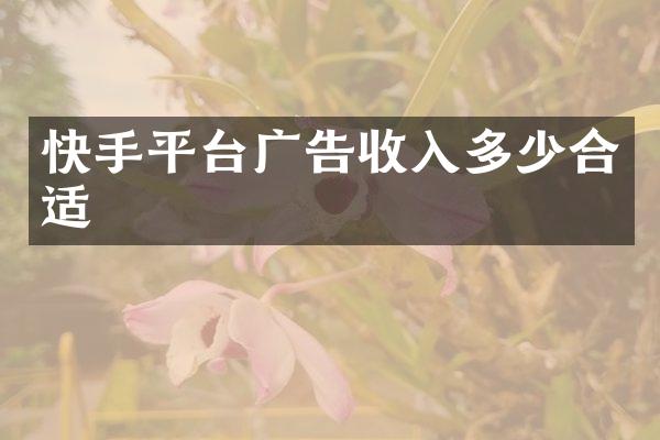 快手平台广告收入多少合适