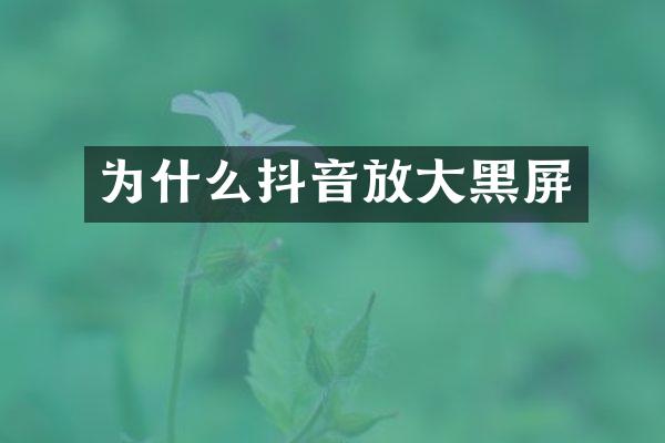 为什么抖音放大黑屏