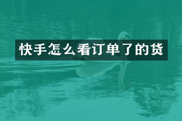 快手怎么看订单了的货