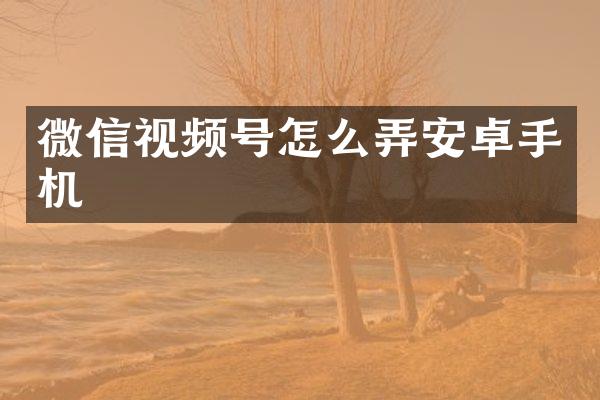 微信视频号怎么弄安卓手机