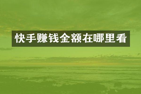 快手赚钱金额在哪里看