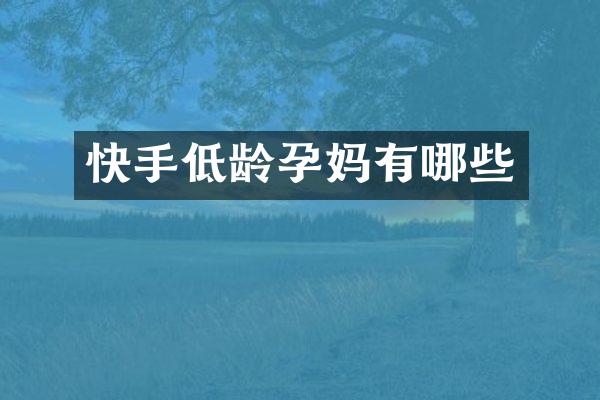 快手低龄孕妈有哪些