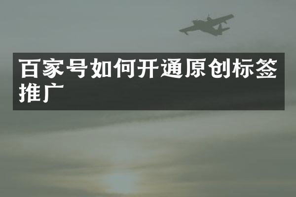 百家号如何开通原创标签推广