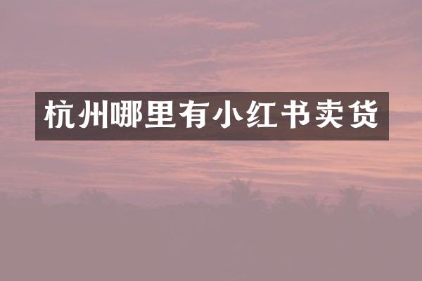 杭州哪里有小红书卖货