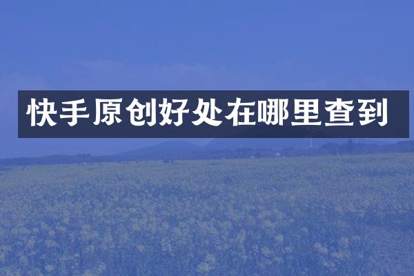 快手原创好处在哪里查到