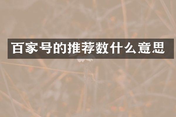 百家号的推荐数什么意思