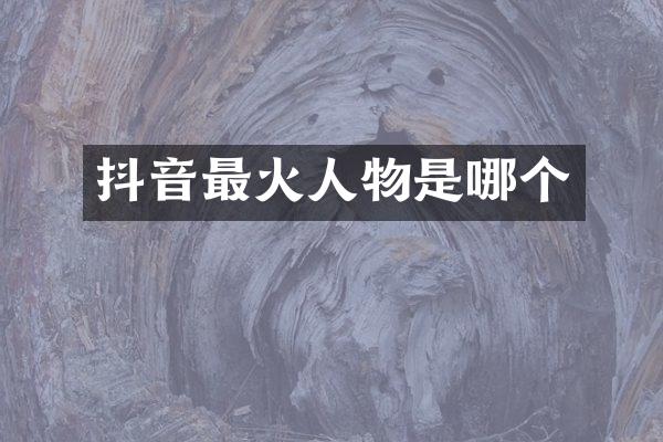 抖音最火人物是哪个
