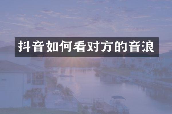 抖音如何看对方的音浪