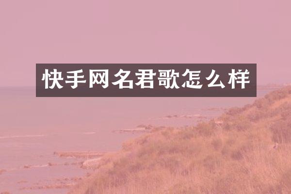快手网名君歌怎么样