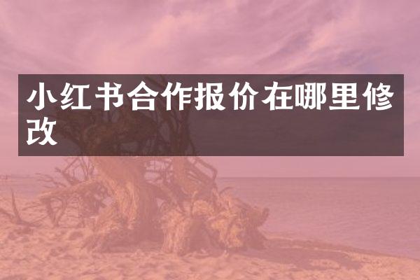 小红书合作报价在哪里修改