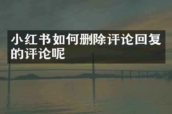 小红书如何删除评论回复的评论呢