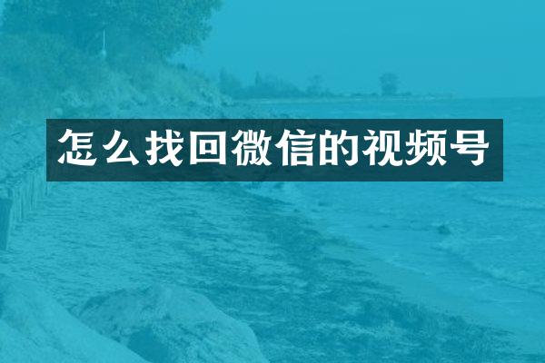 怎么找回微信的视频号
