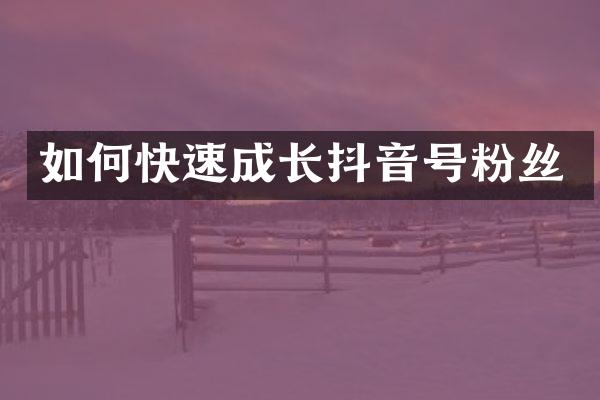 如何快速成长抖音号粉丝
