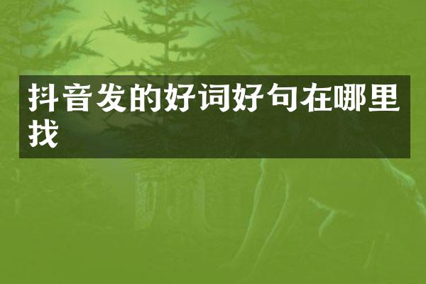 抖音发的好词好句在哪里找
