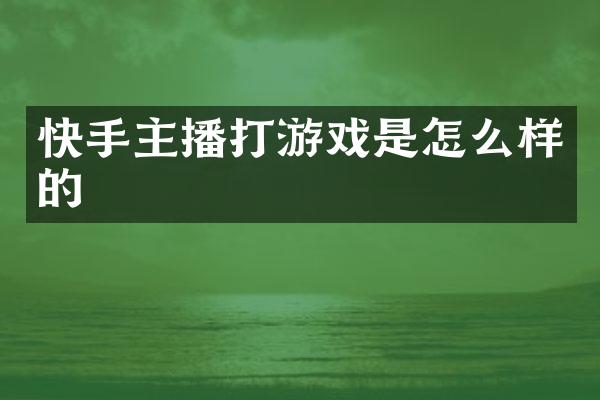 快手主播打游戏是怎么样的