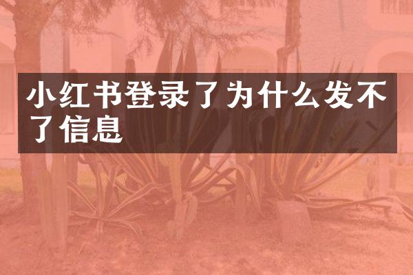 小红书登录了为什么发不了信息
