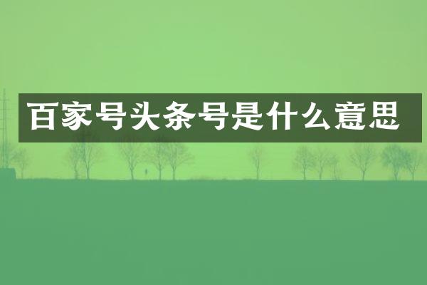 百家号头条号是什么意思